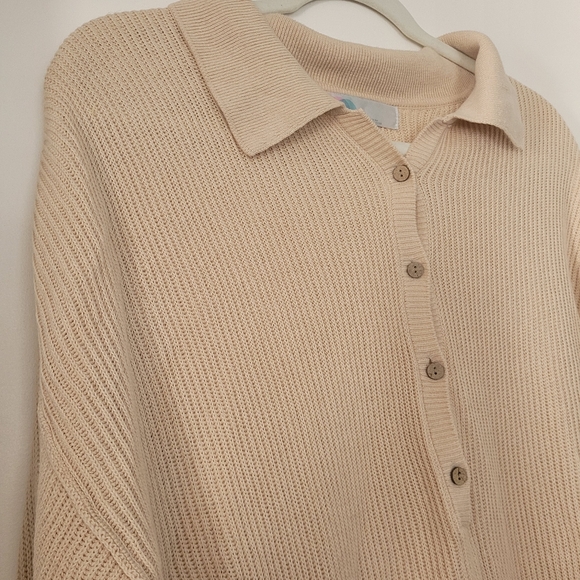 Free People FP Beach Picnic Sweater Romper Womens M Beige Linen Cotton Oversized - Picture 4 of 9